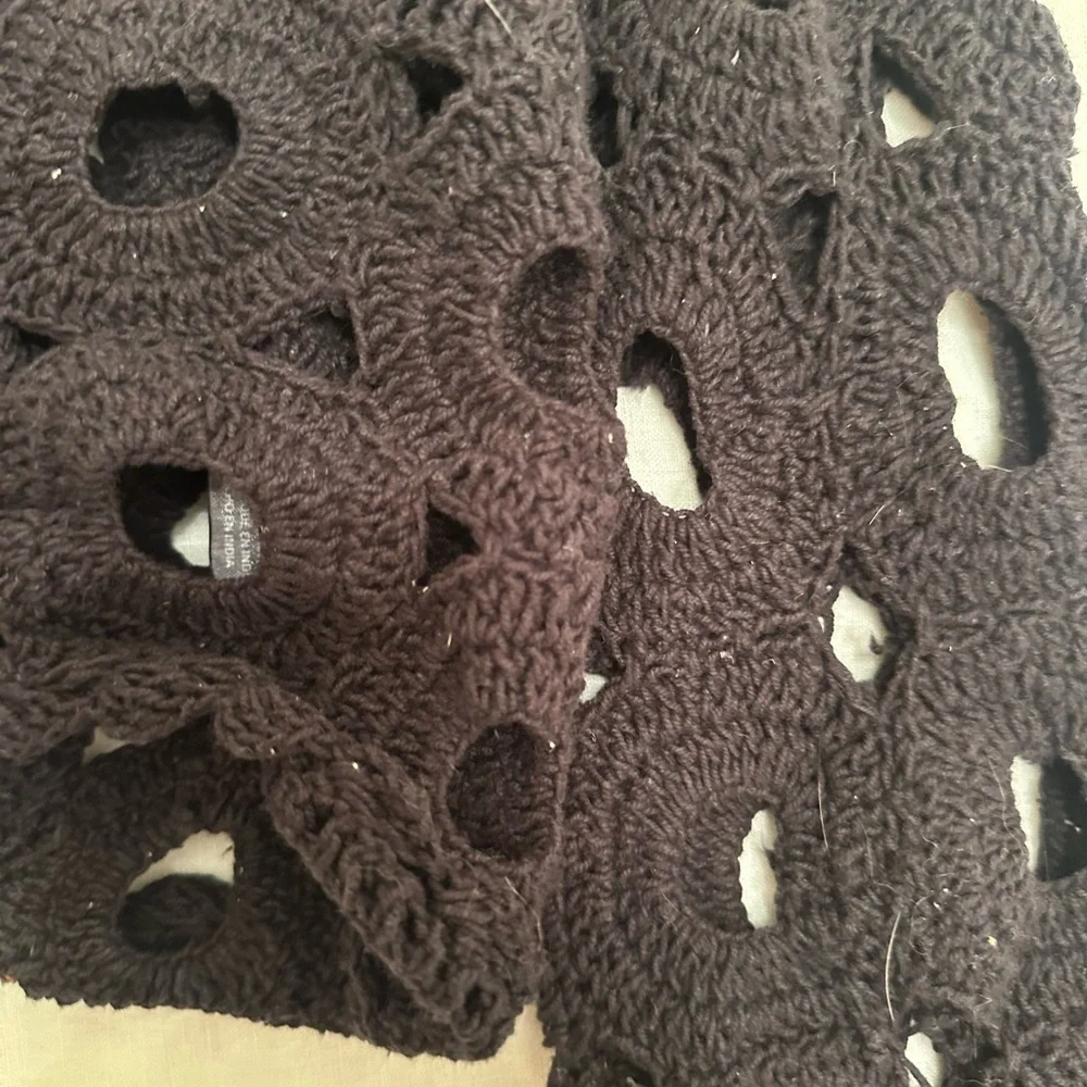 Anthropologie Maeve Cut-Out Crochet Topper in Black